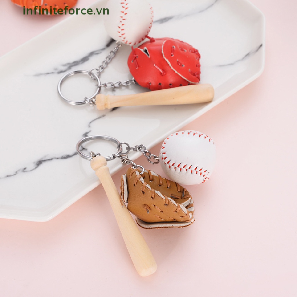 [INVN] Sarung Tangan Baseball Mini Tiga Potong Gantungan Kunci Gantungan Kunci Mobil Hadiah Untuk Wanita Pria Hadiah [VN]