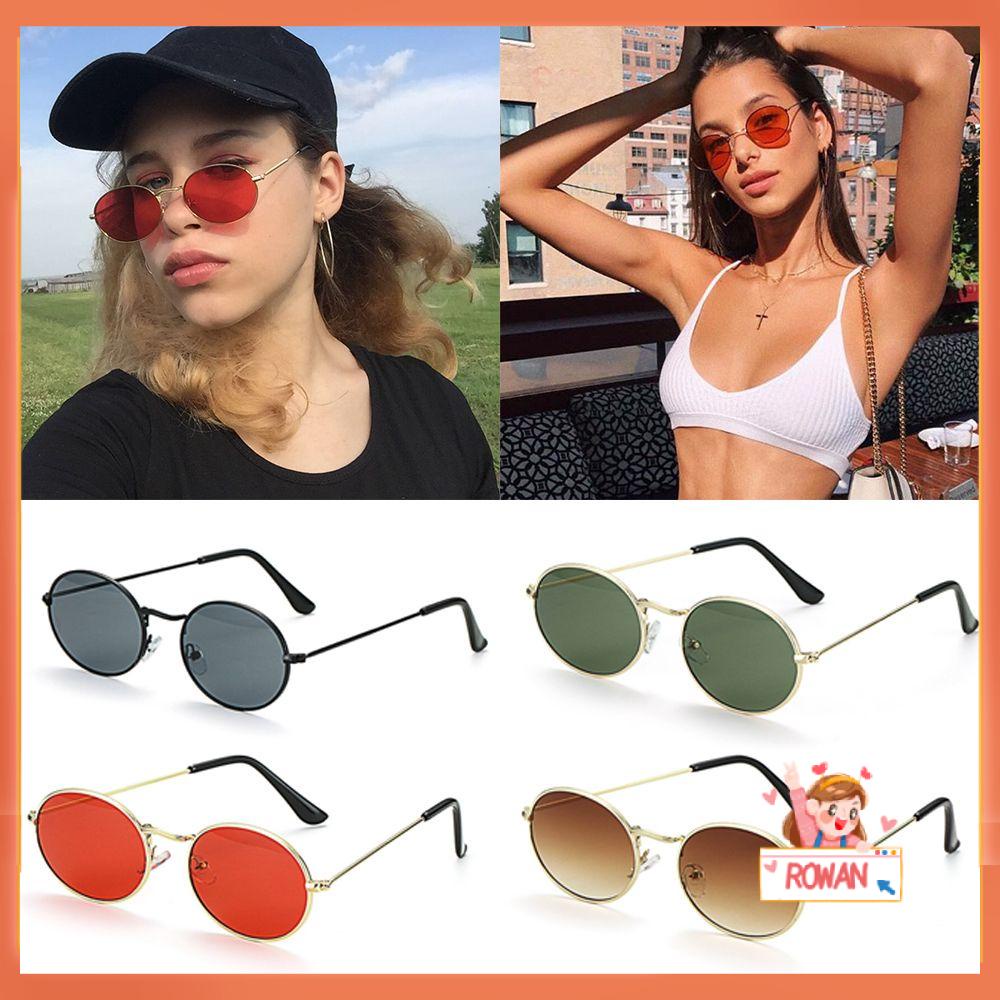 R-flower Oval Sunglasses Fashion Vintage UV400 Bingkai Kecil Steampunk Gradient Mirror Glasses