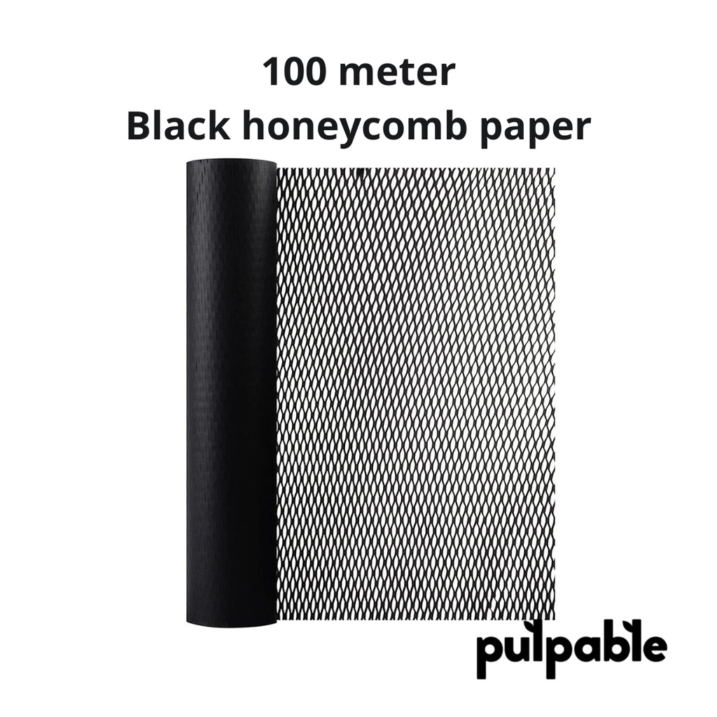 

100m Honeycomb Paper Wrap warna hitam/ Black Eco Friendly Bubble Wrap - Pulpable 100m