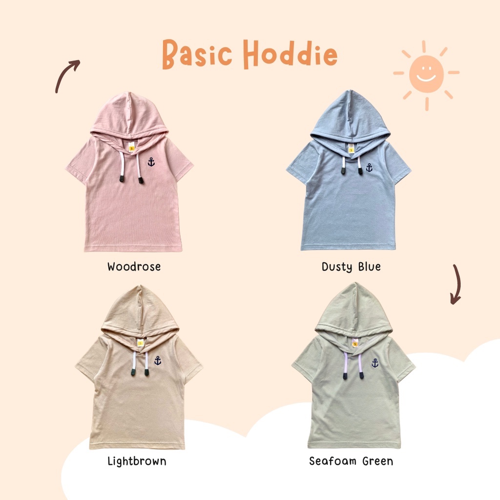 Yobebee Kaos Basic Hoodie Polos Anak Laki Laki Usia 2 4 6 8 10 Tahun Tshirt Tudung Model Tangan Pendek Baju Atasan Kids Bordir Karakter Cotton Lembut Strech Boy Tee Shirt Model Casual Santai Kaos Hodie Anak Cowok