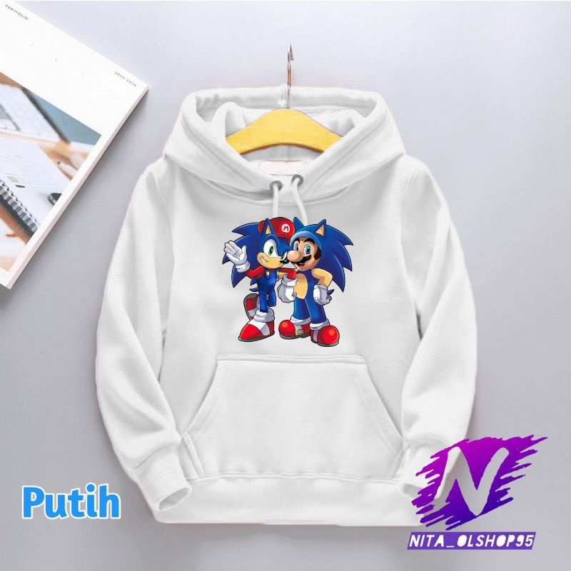 hoodie anak sonic dan super mario