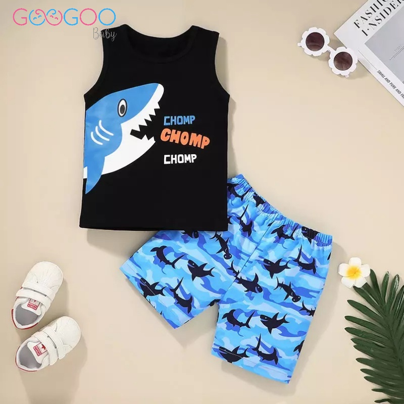 GOOGOO Baju Satu Stel Anak Laki-Laki Baby Shark