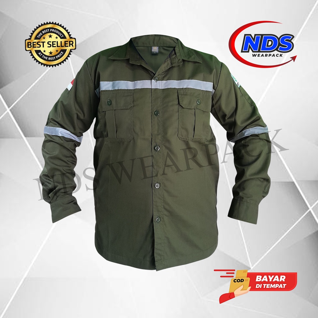 Wearpack Atasan | Kemeja  PDL Lengan Panjang warna Hijau Army