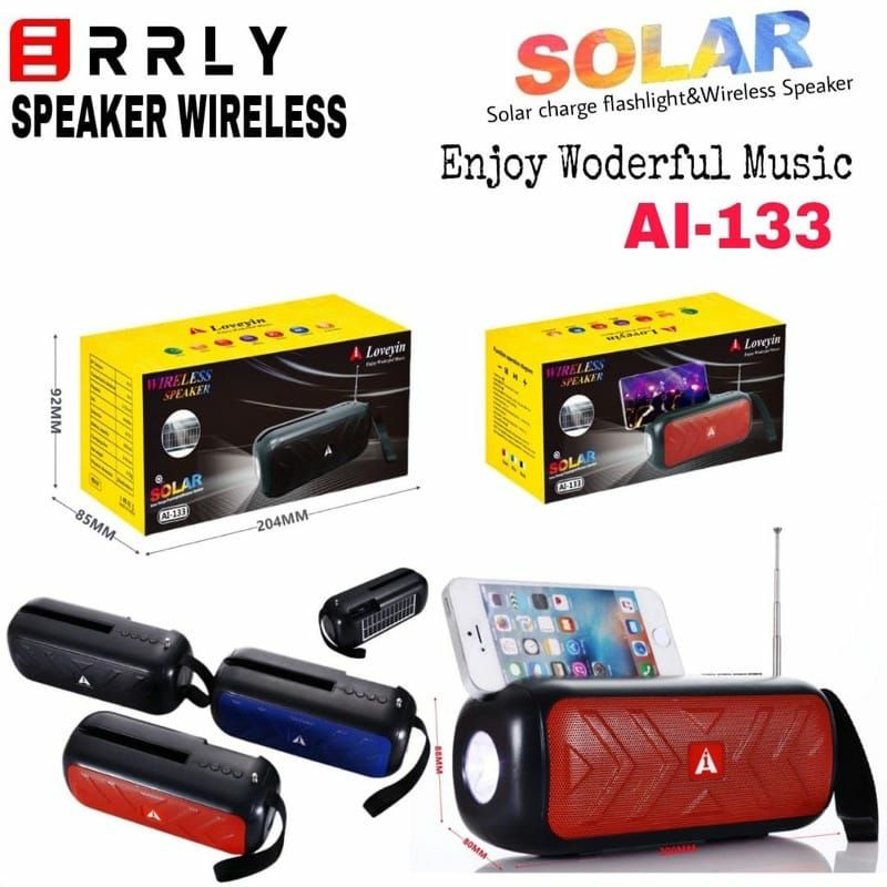 Speaker Solar / Senter Bluetooh Wireless Portable Al-133 Speaker Solar Recharge Panel Surya Antena Radio