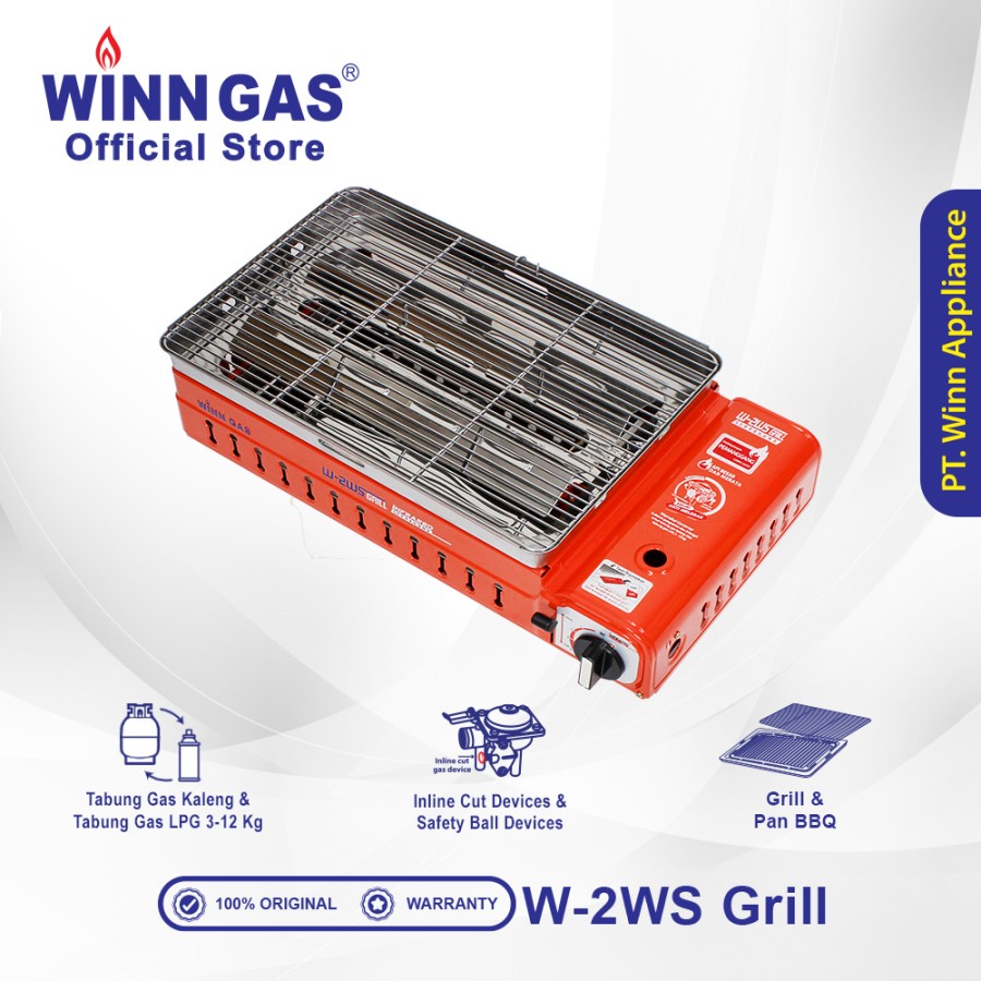 Winn Gas Kompor Grill Portable W2WS - 2 Fungsi FREE Tabung Gas Kaleng