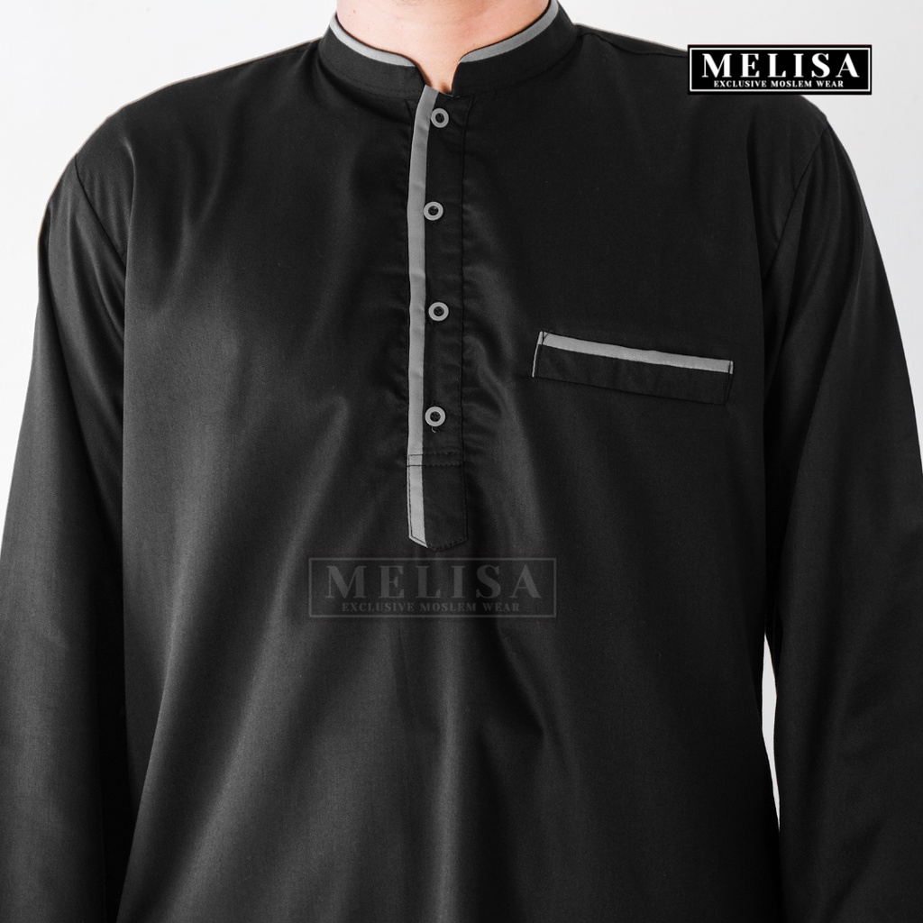 Baju Koko Pria Setelan Kurta Pakistan Lengan Panjang Bahan Katun Toyobo Warna Hitam Koko Muslim Dewasa Remaja Pria Laki Laki