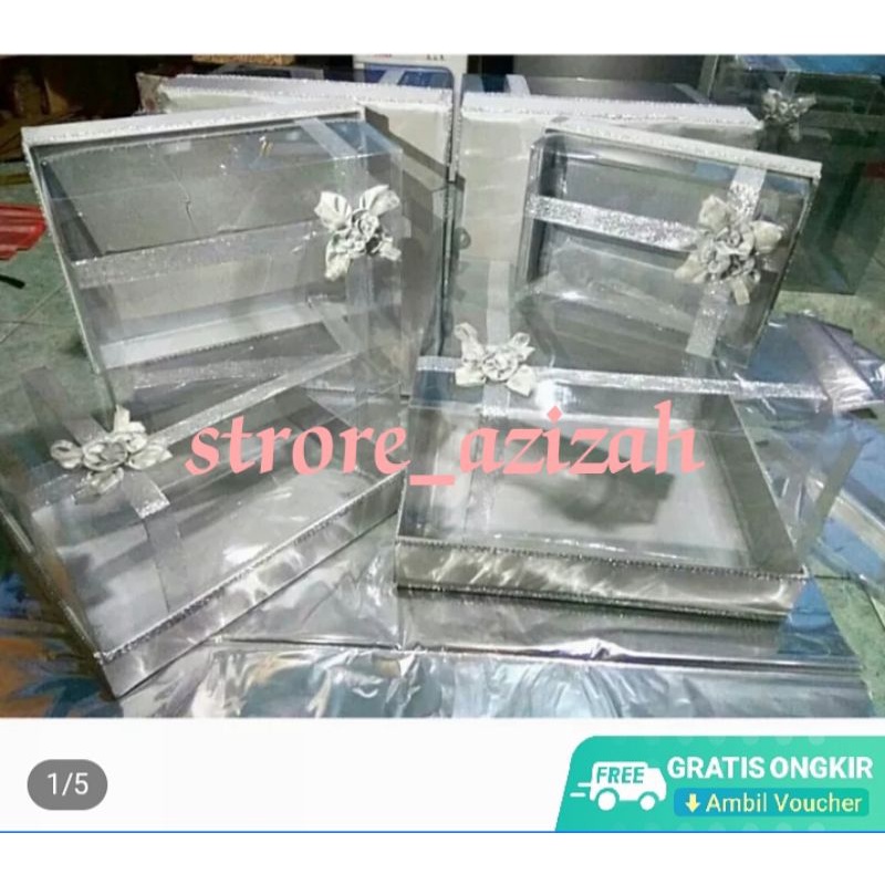 

Kotak hantaran pernikahan/ kotak seserahan full mika silver 1 set - Perak