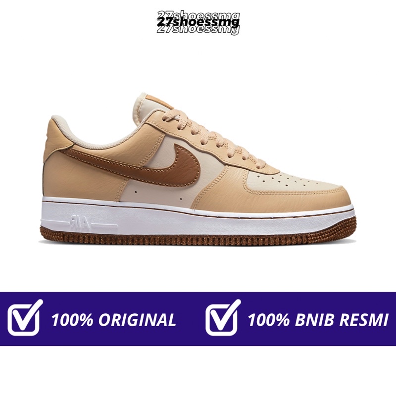 Nike Air Force 1 Emb Pearl White Ale Brown 100% Original Resmi Nike
