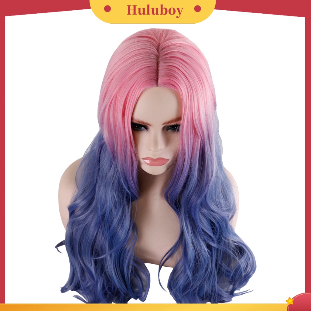Rambut Palsu Panjang Keriting Warna Gradasi Untuk Cosplay Wanita