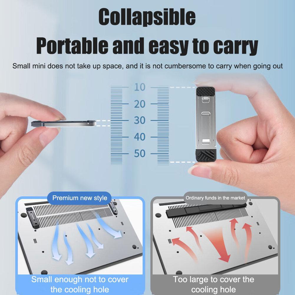 Notebook Invisible Paste Mini Laptop, Ipad, Braket Ponsel, Penghilang Panas, Bracket Lipat Logam Tipis Penyangga Komputer