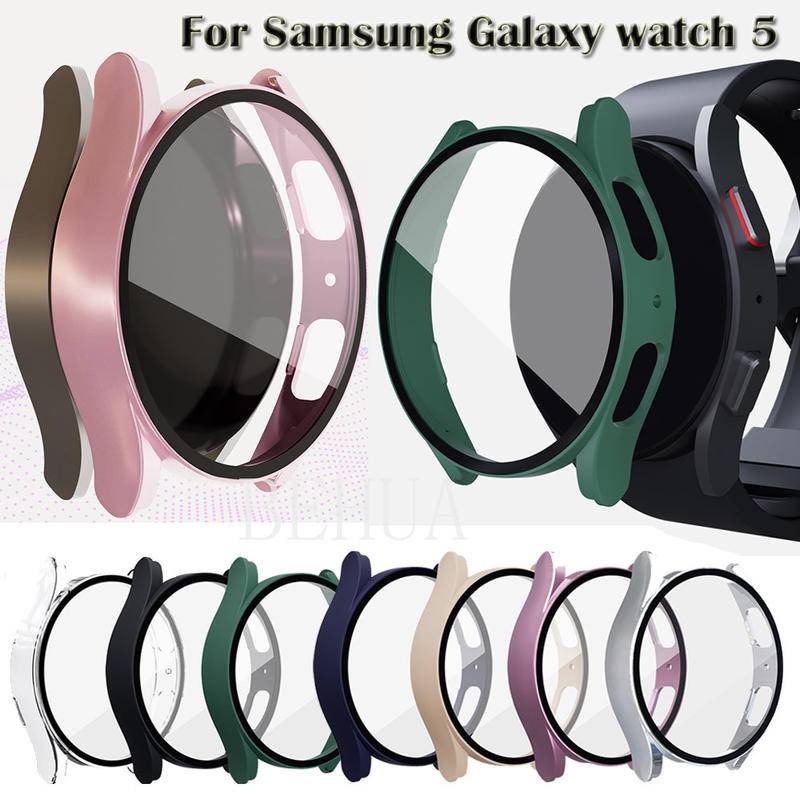 Case Pelindung Layar Bahan Kaca PC Bening Ukuran 44mm 40mm Untuk Samsung Galaxy watch 5