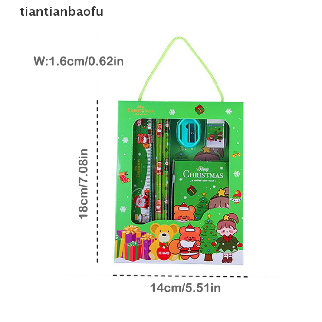 [tiantianbaofu] 6pcs /Set Natal Stationery Set Anak Lucu Kartun Perlengkapan Sekolah Hadiah Ulang Tahun Anak Hari Anak Kids Stationery Gift Set Butik