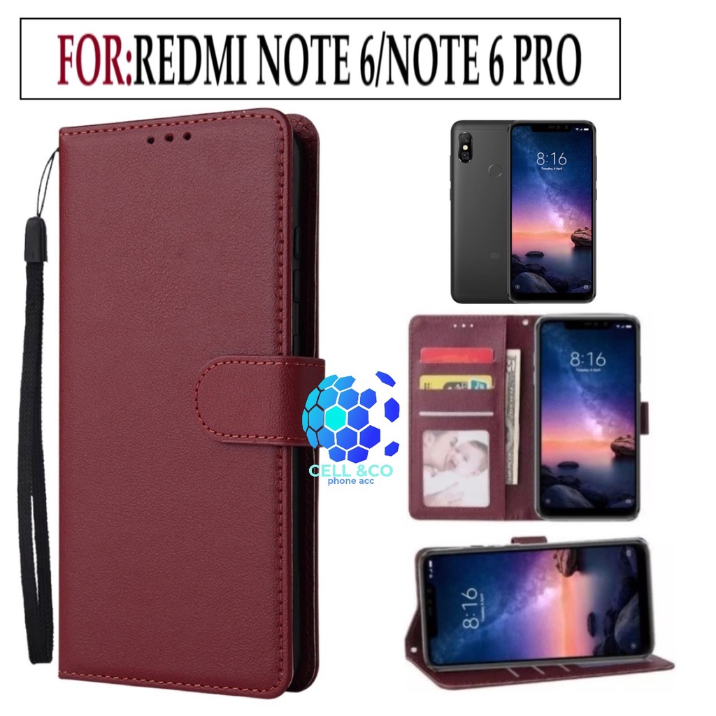 FLIP COVER XIAOMI REDMI NOTE 6/NOTE 6 PRO LEATHER WALLET PREMIUM FLIP CASE BUKA TUTUP KESING HP CASING FLIP CASE WALLET XIAOMI REDMI NOTE 6/NOTE 6 PRO