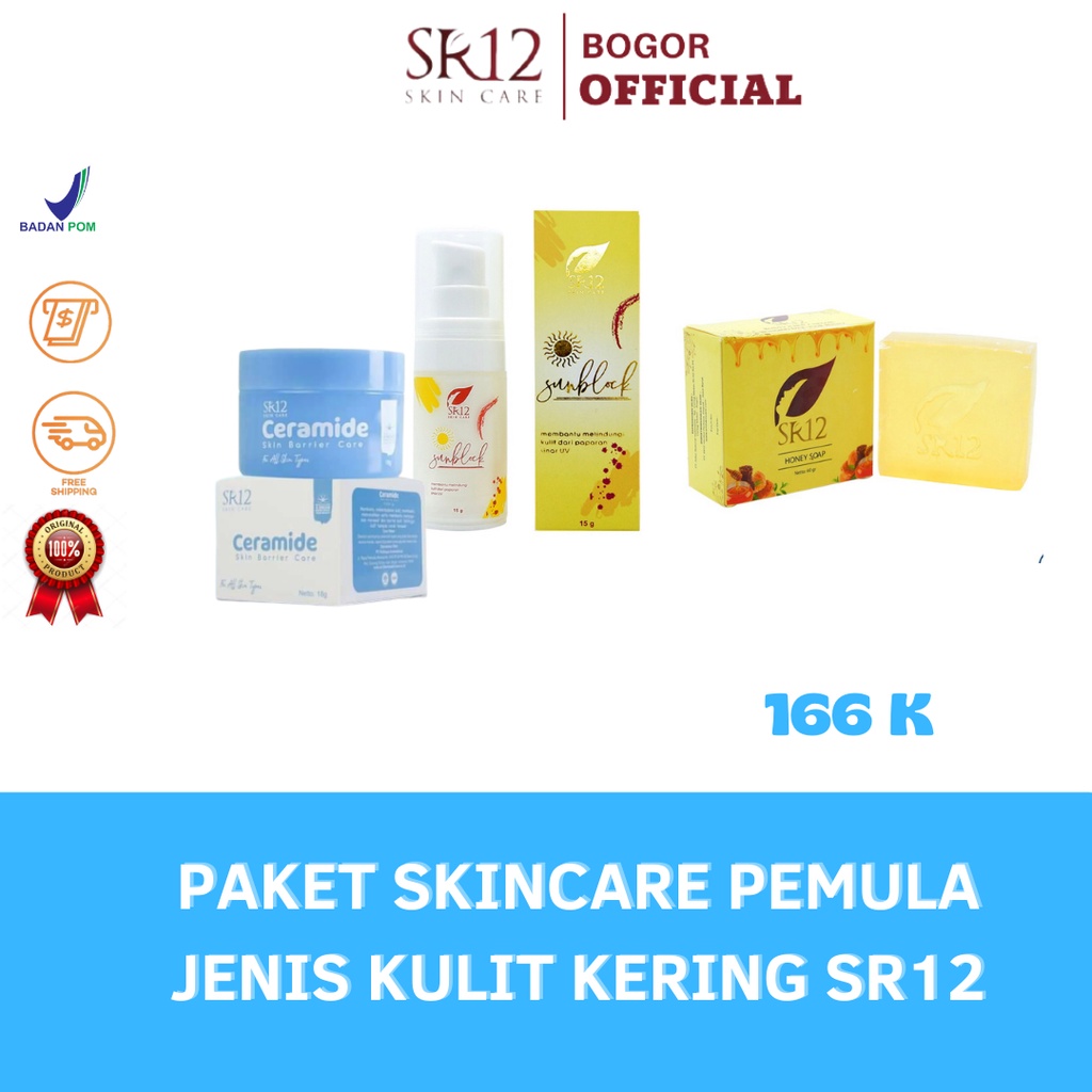Paket Pemula Sr12 Untuk Jenis Kulit Kering/Normal/Sensitif Kering/Skincare BPOM Sr12