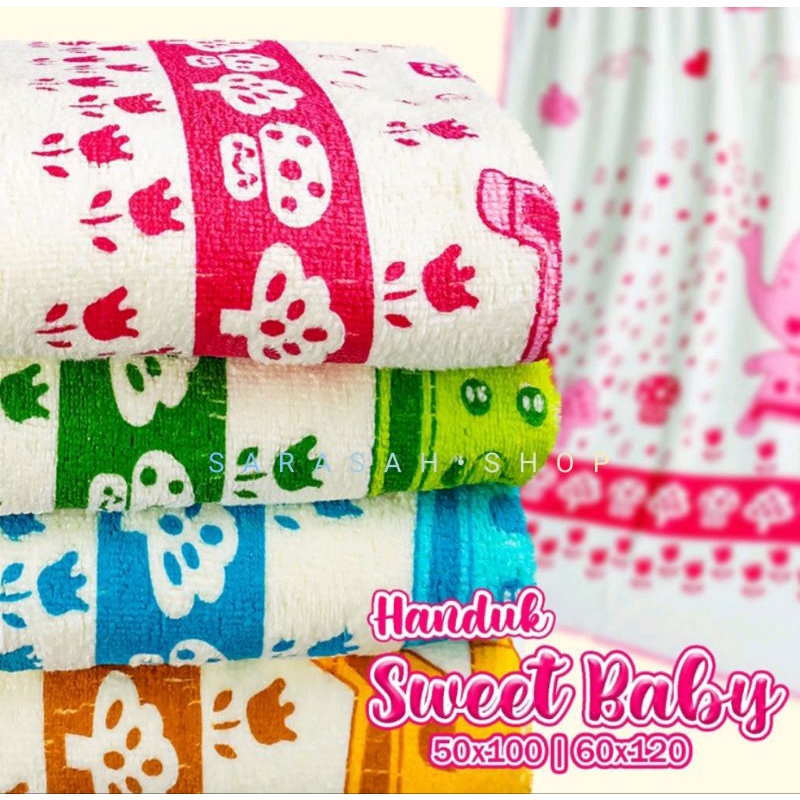 Handuk Anak Sweet Baby 50x100 cm Handuk Bayi Perempuan Premium Bahan Lembut dan Menyerap Air