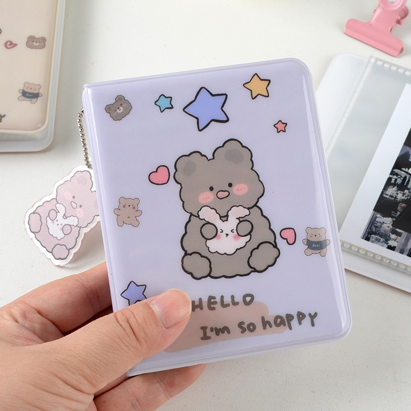 Kawaii Cute Bear 3inch Album Foto 36saku Ins Kpop idol Photocard Holder Photo Collect Book Dengan Liontin Mini Penyimpanan Buku Hadiah Stationary