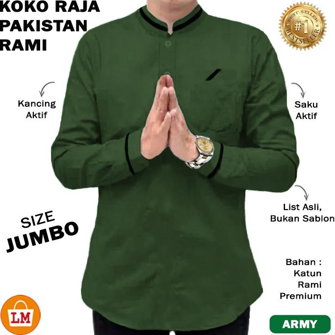 LM 27751 Baju Pria Lengan Panjang KOKO RAJA PAKISTAN RAMI Size JUMBO