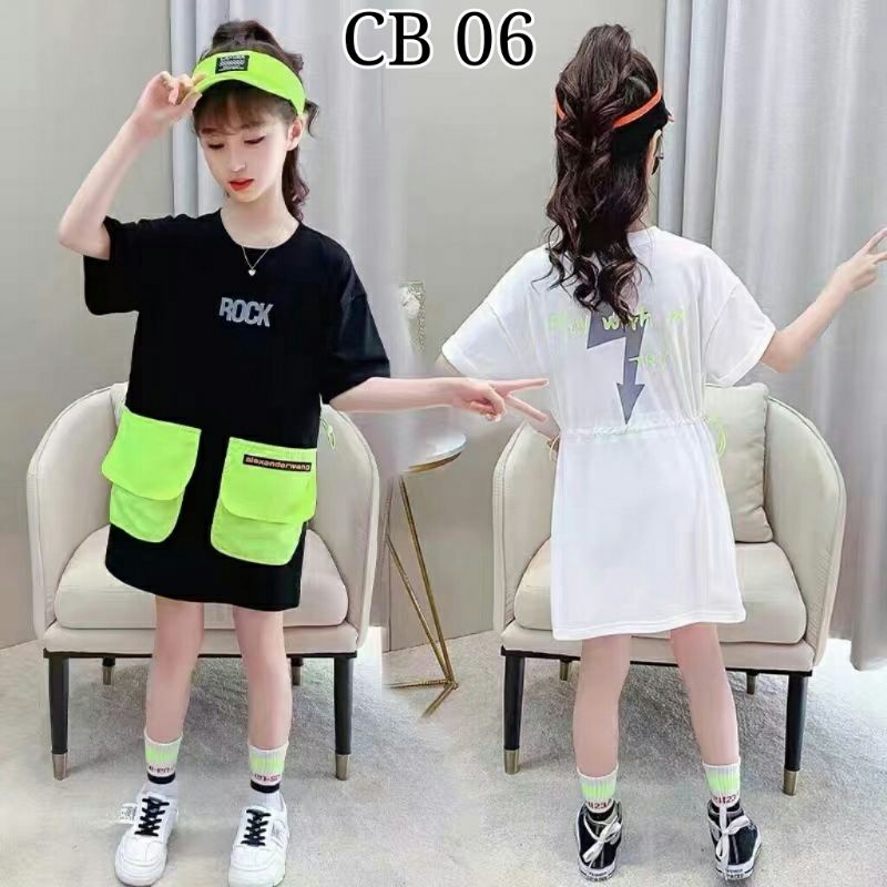 Dress Anak Perempuan Hitam Putih 6-10 tahun/ gaun/ tunik