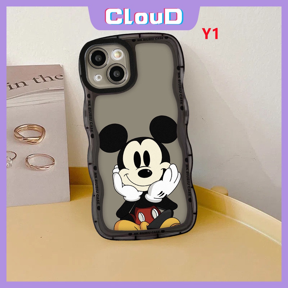 Case Kompatibel Untuk iPhone 11 Pro Max 7Plus 6Plus 13 11 12 14 Pro Max X XR XS Max8 7 6s 6 14 Plus SE 2020lembut Tpu Lucu Kartun Disney Mickey Mouse Wavy Edge Couple Cover