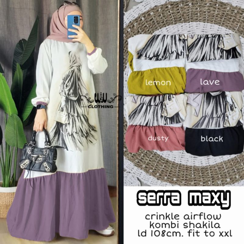 NEW RESTOCK SERRA MAXY DRESS MATT SYAKILLA COTTON CRINCLE PREMIUM GOOD QUALITY