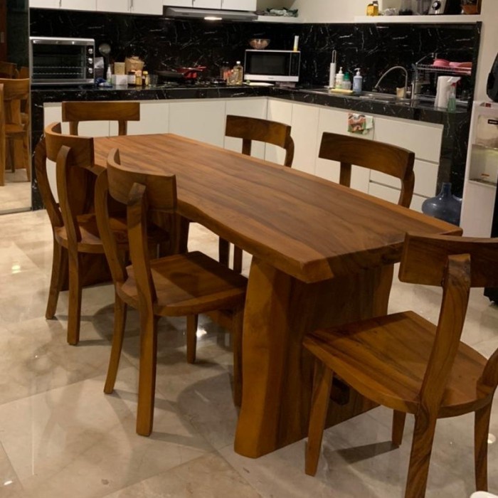 Jual Set Meja Makan Kayu Trambesi Suar Meh Kursi Dinning Table K