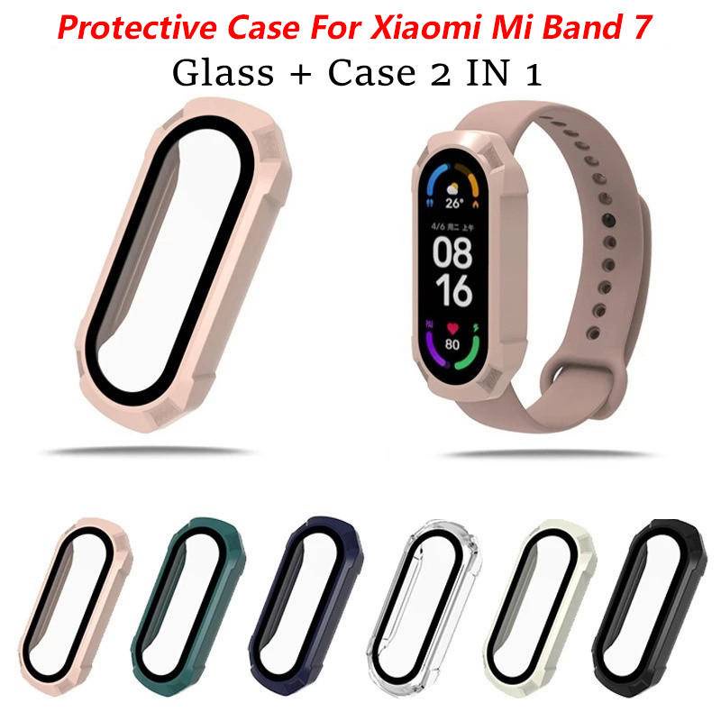 2in1 Case Pelindung Layar Untuk Xiaomi Mi Band 7case +Film Full Coverage Cover Pelindung Untuk Mi band7