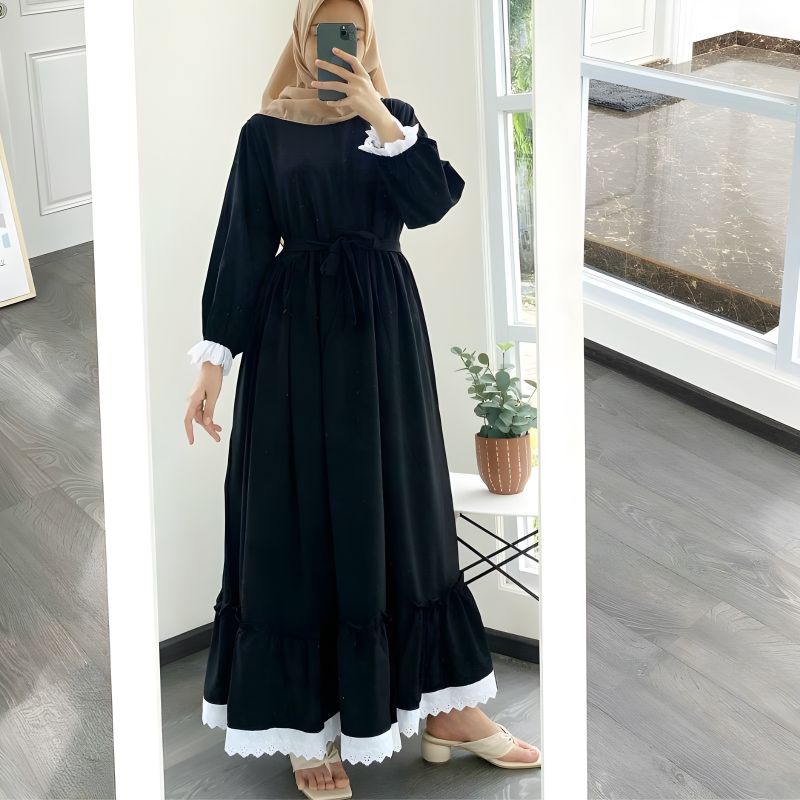 Gamis Terbaru Polos Jumbo Premium Rempel Renda Busui Friendly