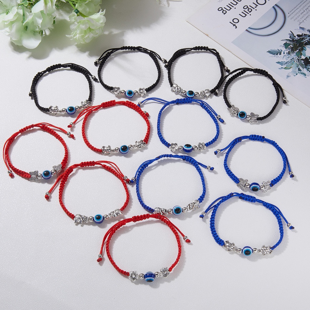 Gelang Lady Evil eye Palm Mata Biru Mata Jahat Tali Merah braided adjustable bracelet