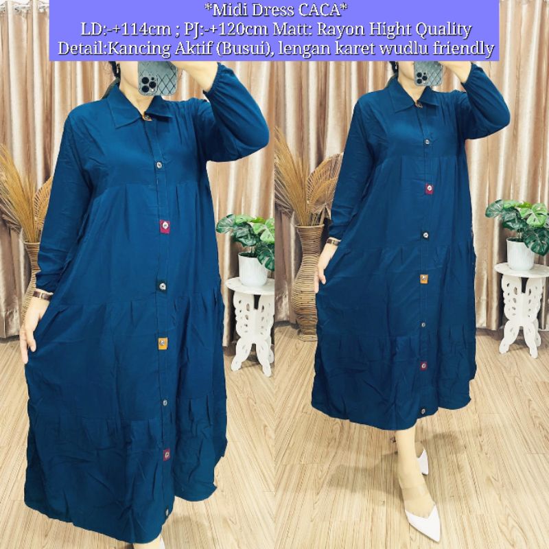 Midi Dress Caca / Midi Dress Rayon Good Quality / Midi Dress Rayon BUSUI / Midi Dress Rayon Super / Gamis Rayon tali / Gamis Rayon Murah / Gamis Rayon Premium / Gamis Rayon Simple / Gamis Harian