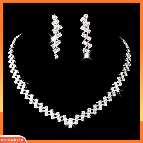 Set Perhiasan Pesta Prom Pernikahan Anting &amp; Kalung Krisa Berlian Buatan Diamante