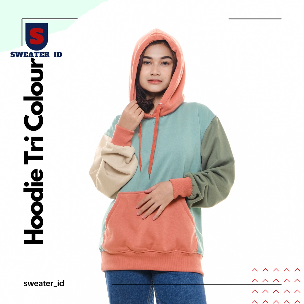 SWEATER_ID Hoodie Jumper Tri Colour Pria Wanita Fleece Tebal Premium