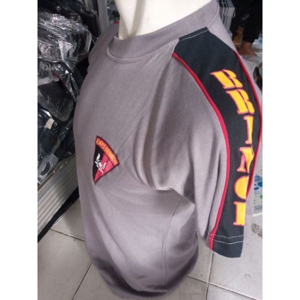 Kaos brimob coklat kombinasi lengan pendek