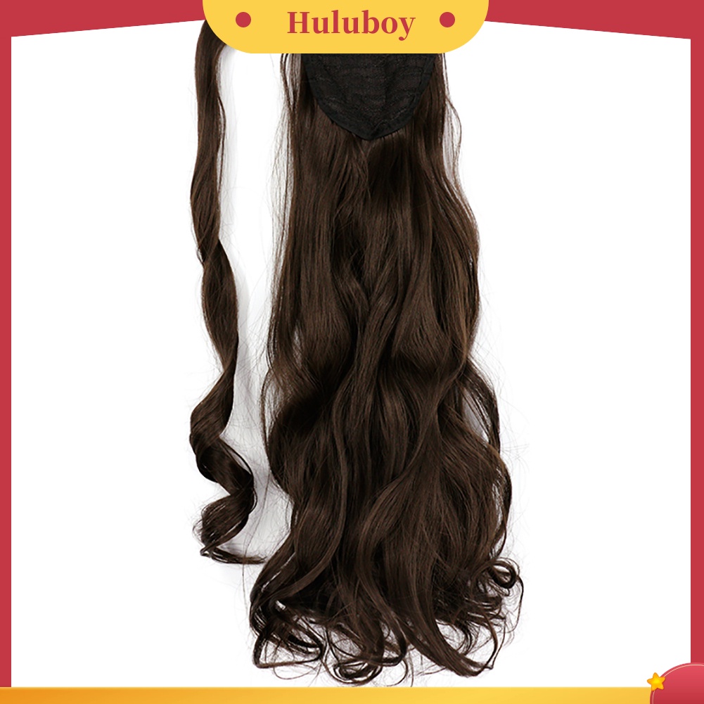 Wig Rambut Ekstensi Model Keriting Gelombang Bahan Serat Sintetis Ukuran 18 Inci