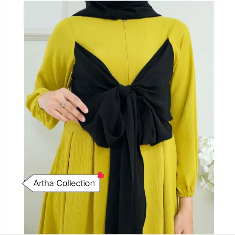 Gamis lesti busui kombi tali bahan crinkle airflow terbaru