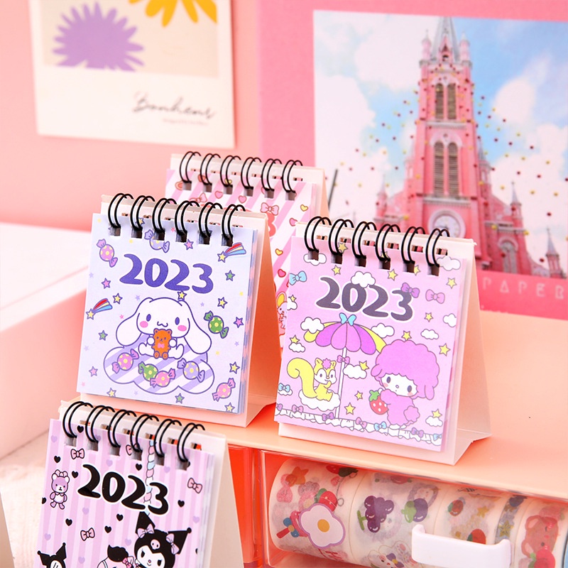 2023tahun Baru Dekorasi Hadiah Berdiri Kalender Meja Desktop Jadwal Harian Asrama Hewan Lucu Fashion Tulisan Kertas Kelinci Anjing Kawaii Ins Table Calendar Planner Mini Kartun