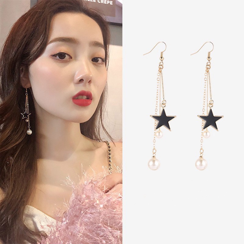 Anting Mutiara Bintang Panjang Untuk Gadis Ladys Ear Studs Fashion Korea Aksesori