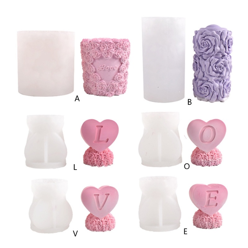 Siy Cetakan Silikon 3D Mawar Hati Untuk Handmade Dekstop Decor Gypsum Epoxy Resin Mold Untuk Dekorasi Rumah