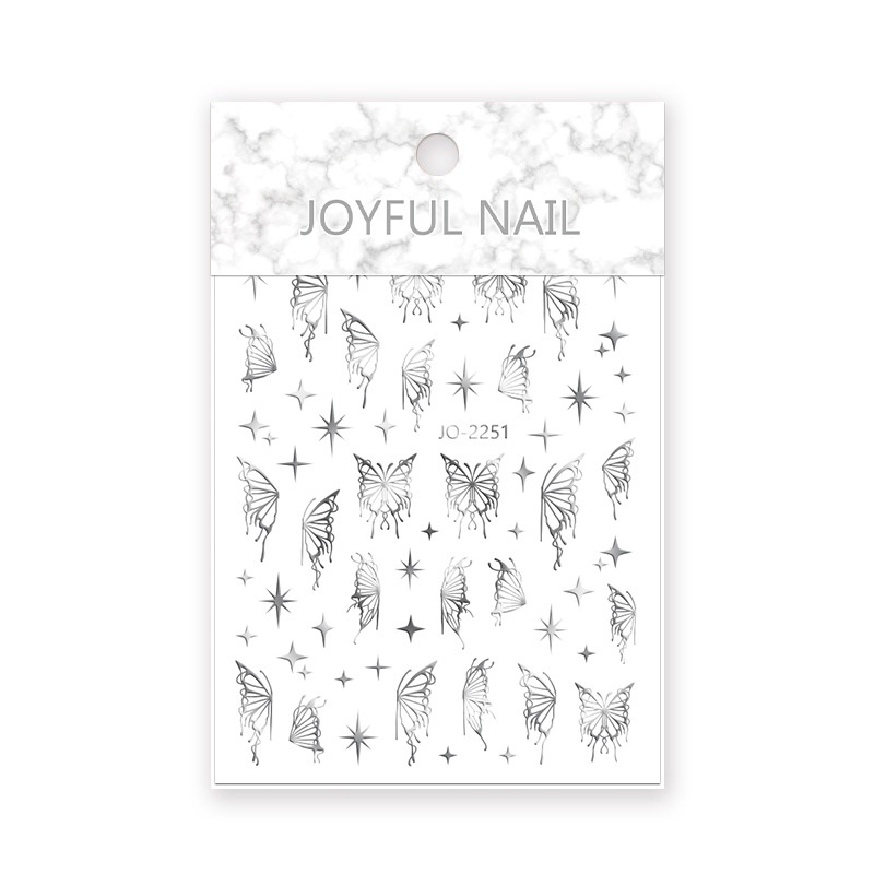 [Harga Grosir] 1Pcs DIY Nail Art Stiker Fashion 3D Cair Logam Kupu-Kupu Astral Nail Decal Sticker Manicure Art Dekorasi Untuk Wanita Dan Anak Perempuan