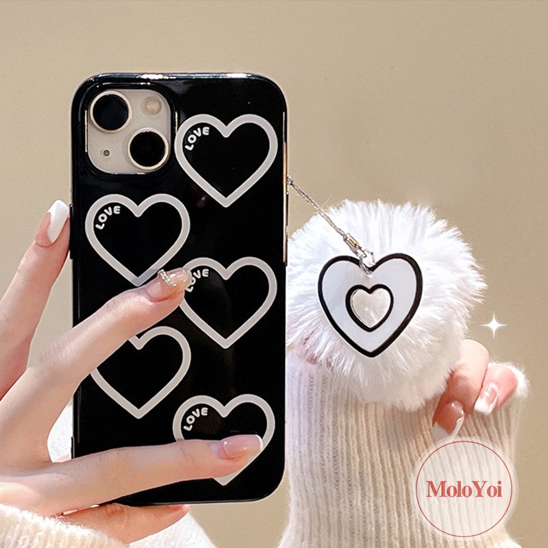 IPHONE Casing Ponsel Kartun Love Heart Kompatibel Untuk Iphone11 14 13 12 Pro Max XR 7Plus 8Plus 78 14 Plus X XS Max SE 2020 Glossy Halus Lembut Tpu Full Pelindung Cover