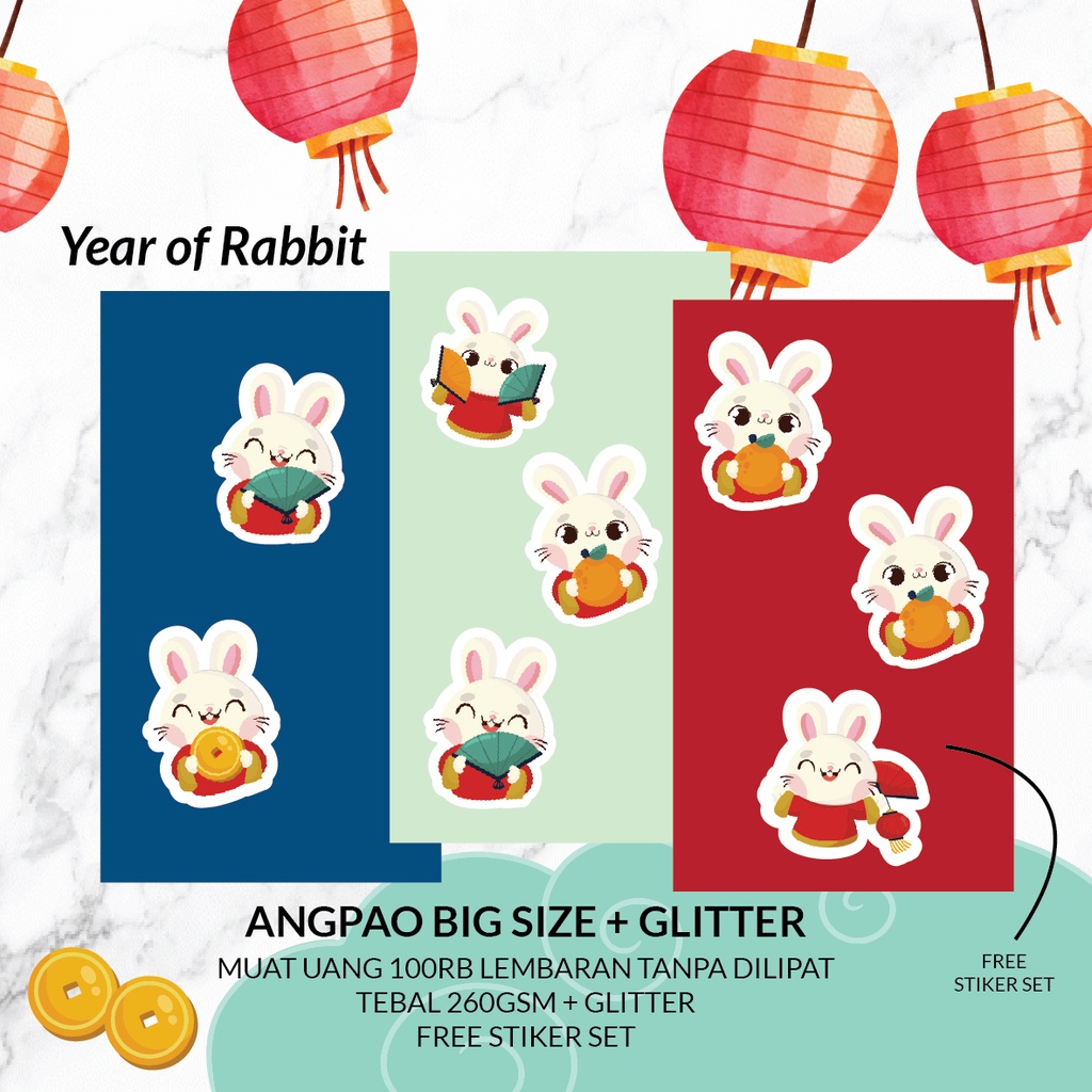 

AMPLOP ANGPAO BESAR FREE STIKER SET - GLITTER TEBAL 260GSM 9X16CM