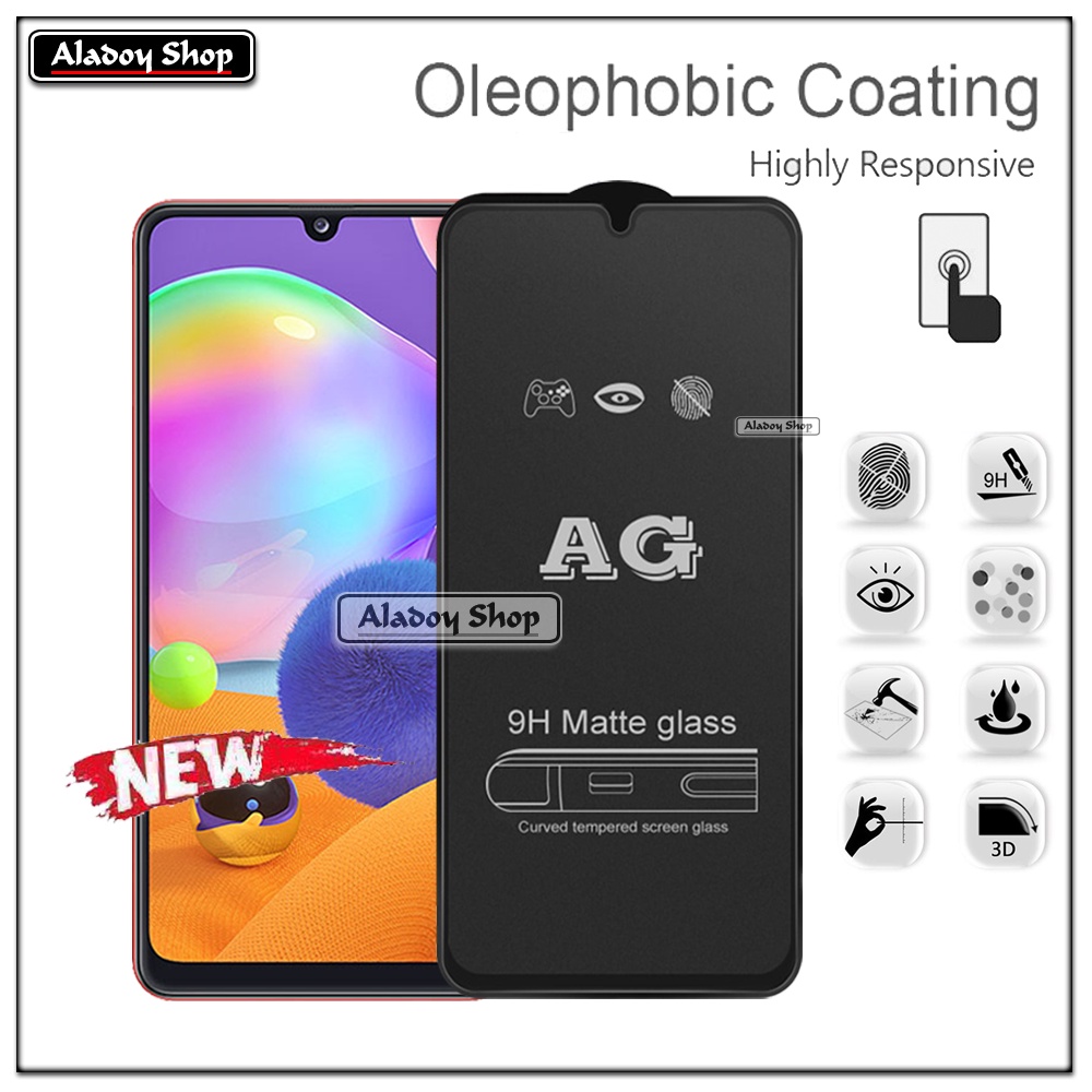 Paket 3IN1 Tempered Glass Layar Matte Anti Glare Samsung A31 Free Tempered Glass Camera dan Skin Carbon