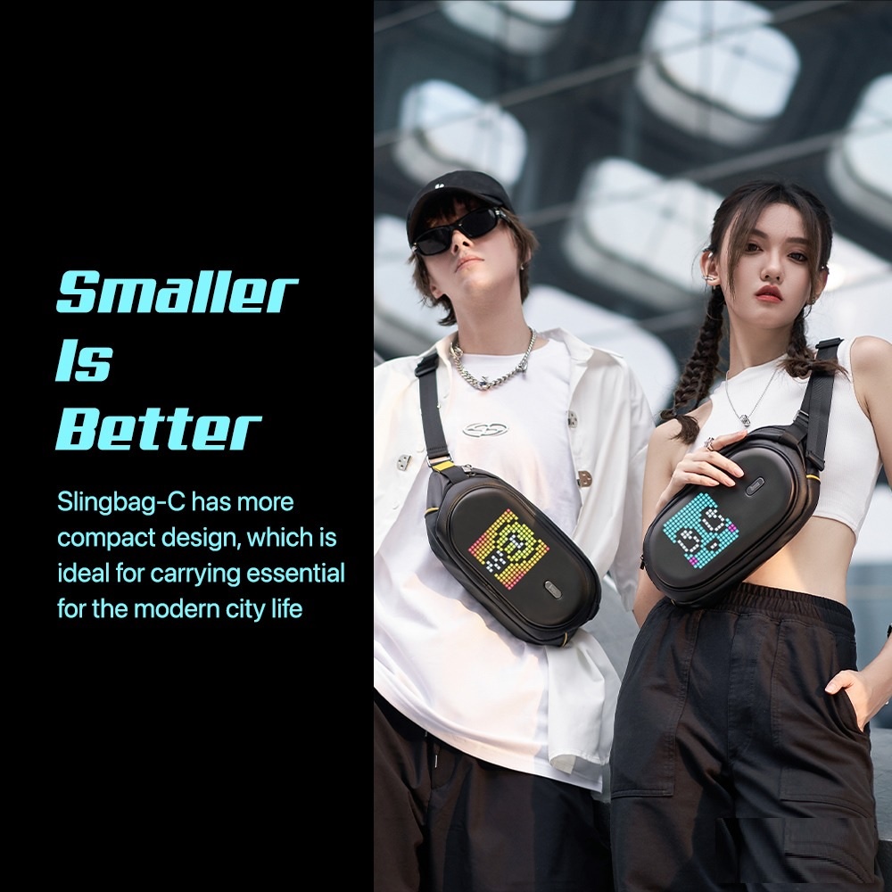 DIVOOM PIXOO SLINGBAG-C - Customizable Pixel Art LED Display Sling Bag - Tas Selempang dengan Layar LED Pixel dari DIVOOM