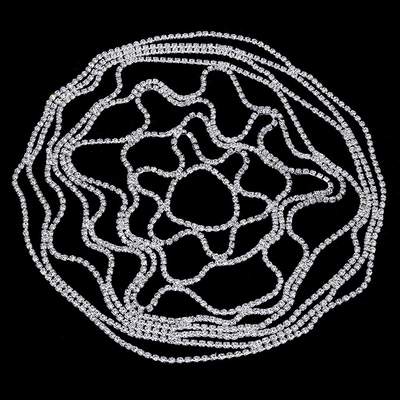 Perhiasan Rantai bridal headpiece Jaring Berlian Imitasi hollow Untuk Wanita Kristal Mewah