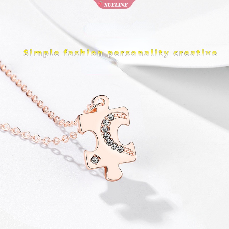 New fashion love puzzle Cinta Pasangan Kalung Sepasang Kepribadian Mode Sederhana Cinta Jarak Jauh Kreatif Hadiah Hari Valentine 2 Pcs/set [ZXL]