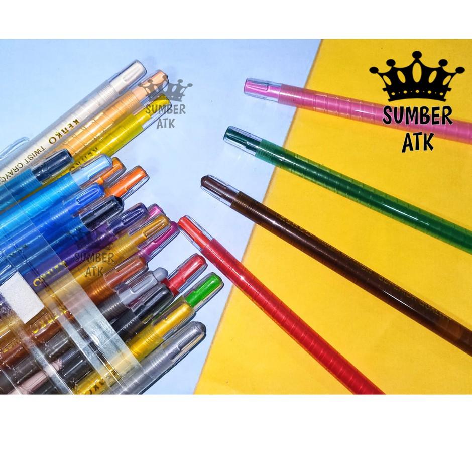 

Pabrik Crayon Putar Twist Kenko 12 DAN 24 WARNA COLOR TWIST CRAYON (PVC BAG) - 1 Set