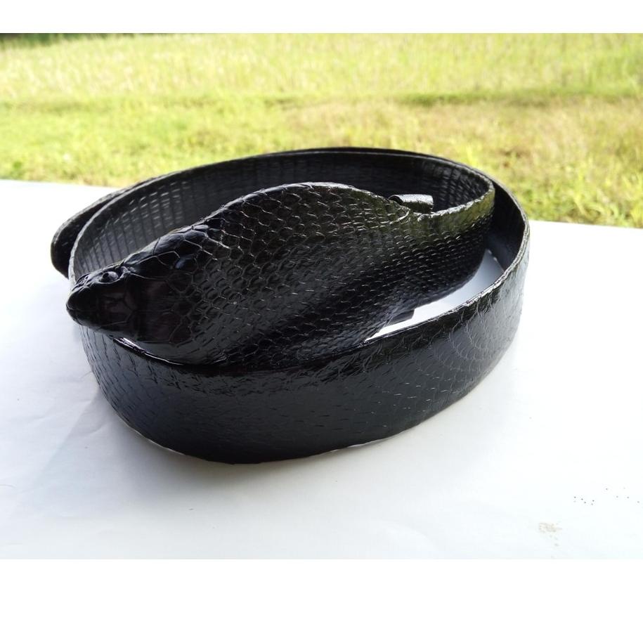 Paket Terbatas Sabuk /  Ikat Pinggang Kulit Ular dan Kepala Cobra Asli Limited Elegan dan Fashionabl