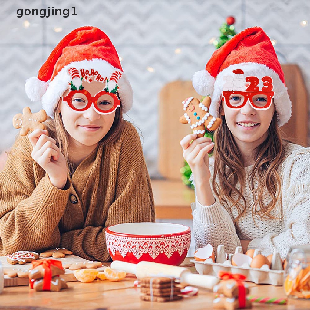 Ggg Happy New Year 2023kacamata Dekorasi Kacamata Natal Kacamata Glitter Kacamata Pesta Frame Natal Dekorasi Natal Hadiah Natal Perlengkapan Liburan Party Creative Glasses ID