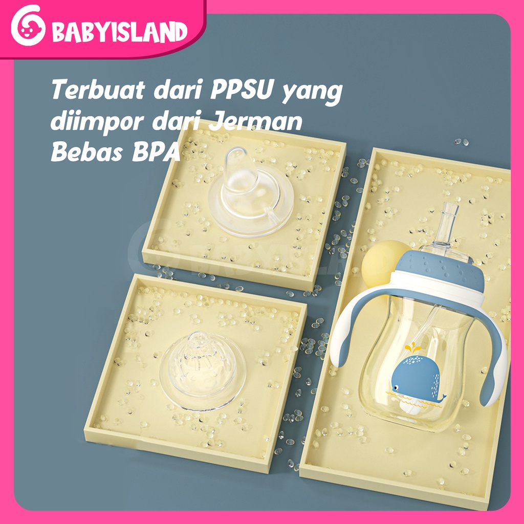 1 Cangkir 3 Botol Susu Bayi PPSU | Bayi Baru Lahir Feeding Bottle | Botol Minum Dot Anti Kolik Bayi | Anti Jatuh dan Anti Tersedak 240 ml &amp; 300 ml