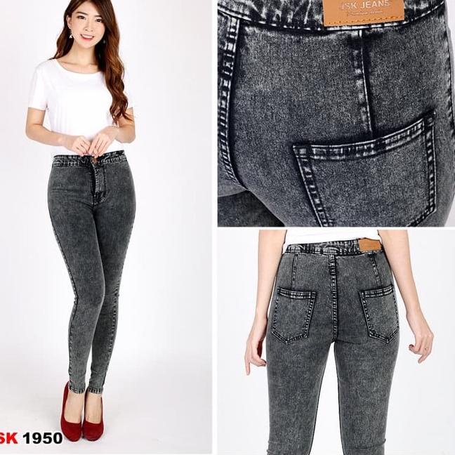 Siap Kirim CELANA JEANS WANITA SKINNY HAIGHWAIST BLACK SNOW/SNOW BLUE//BLUESNOW LOVE
