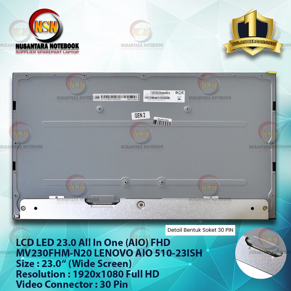 LCD LED 23.0Inch All In One (AIO) MV230FHM-N20 Gen 2 30Pin FULL HD